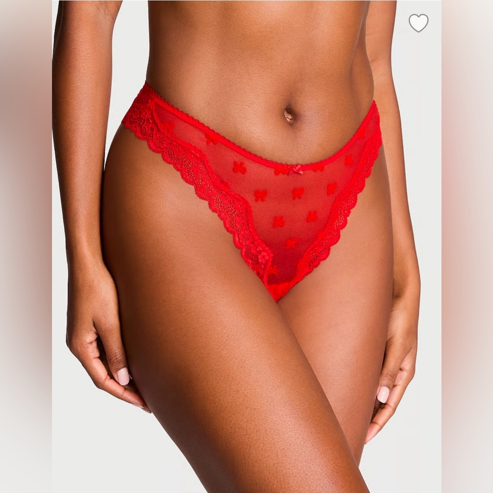 Red Bow Thong Panties